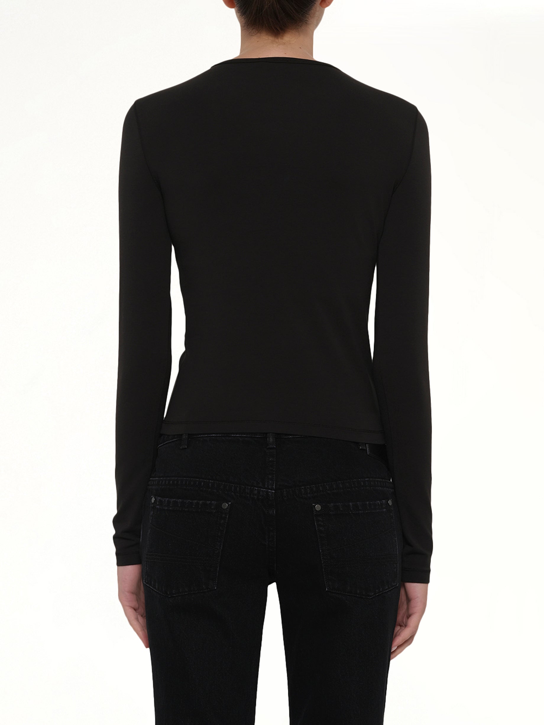 DIESEL T-UNCUTIESLONG-LS-OD LS T-Shirt in Black Back View from MARAIS
