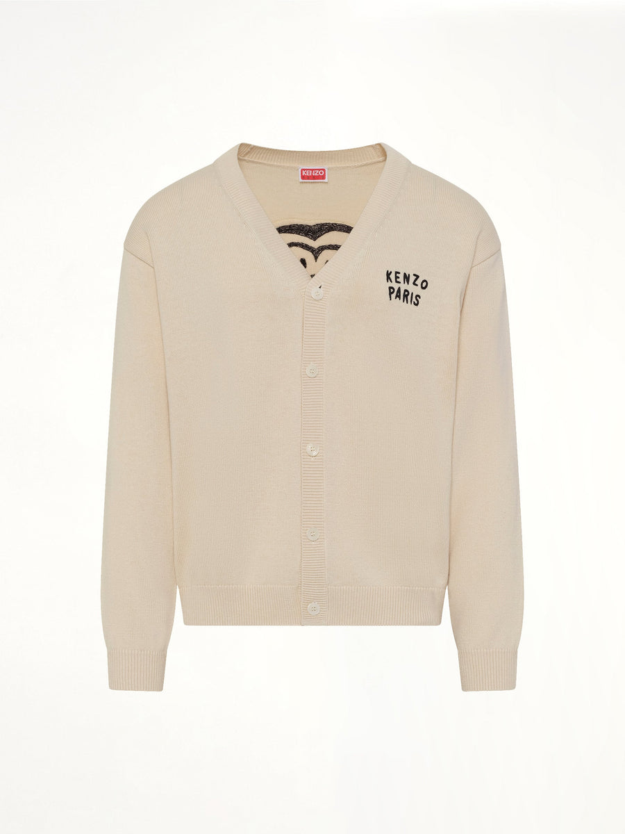 Kenzo Boke Heart Cardigan in Ecru