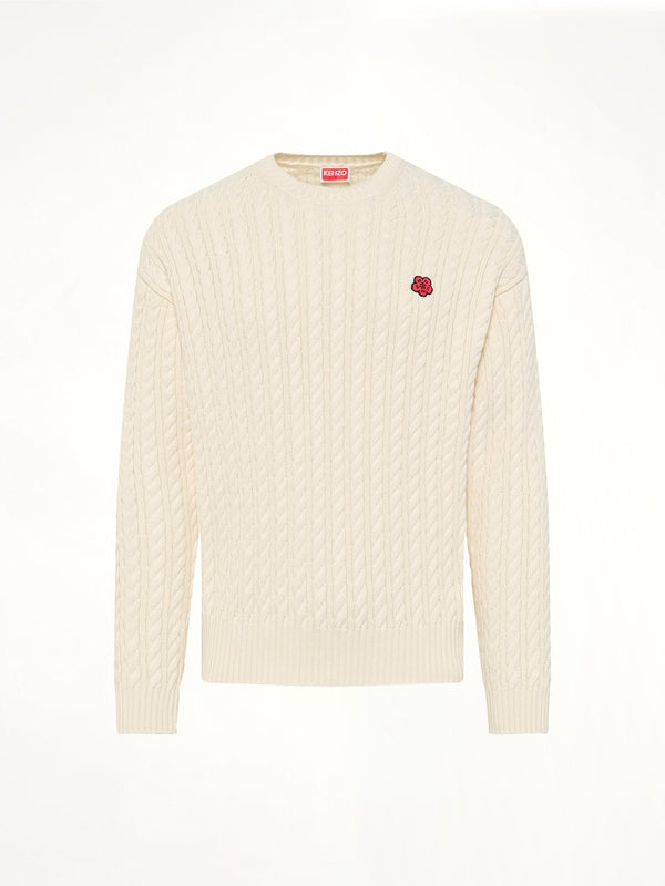 Boke Flower Cable Knit Jumper in Ecru