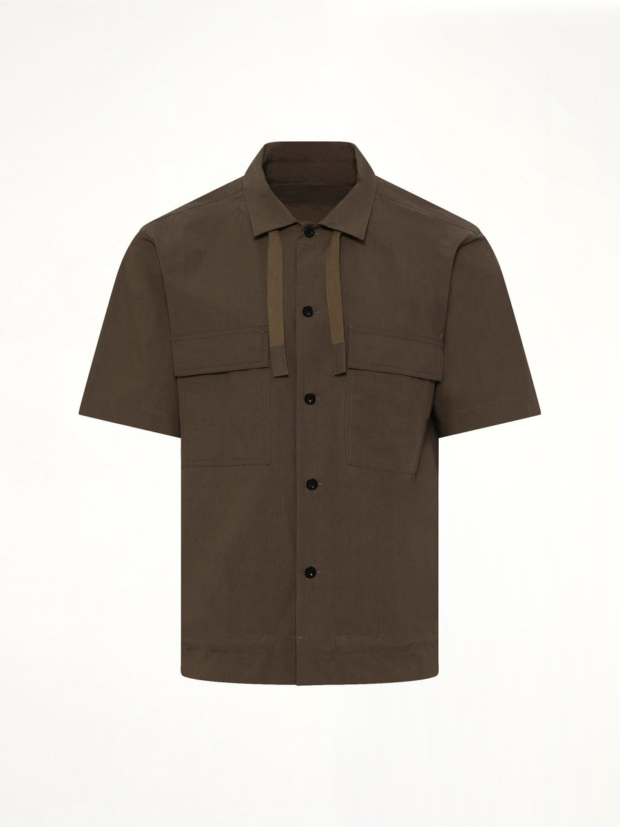 Cotton Typewriter Shirt in Taupe
