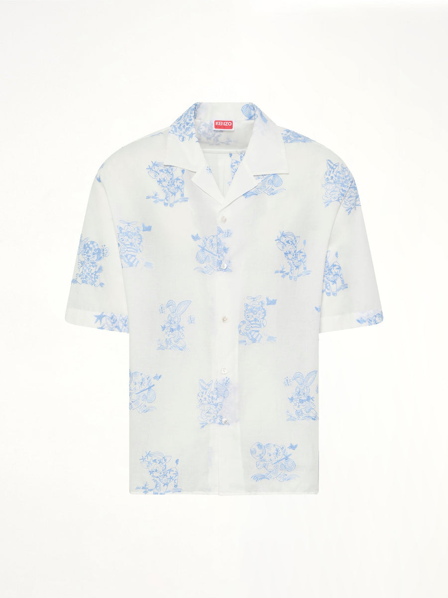 Kenzo Cartoon Hawaiian Short Sleeve Shirt in White
