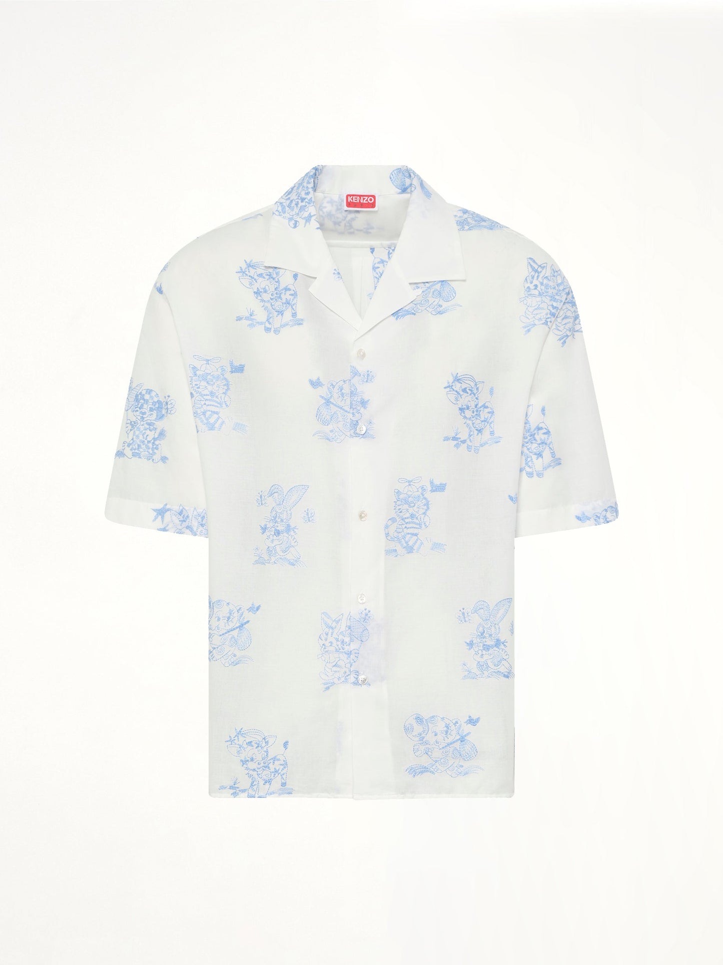 Kenzo Cartoon Hawaiian Short Sleeve Shirt in White