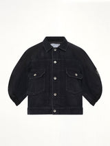 Denim x Nylon Twill Short Sleeve Jacket in Black