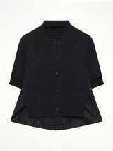 Chalk Stripe x Cotton Knit Cardigan in Black