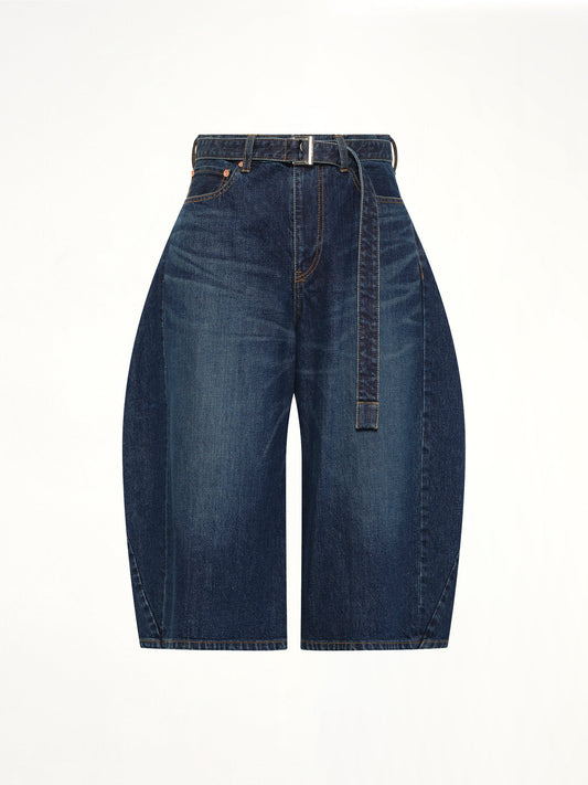 Barrel Denim Bermuda Pants in Blue
