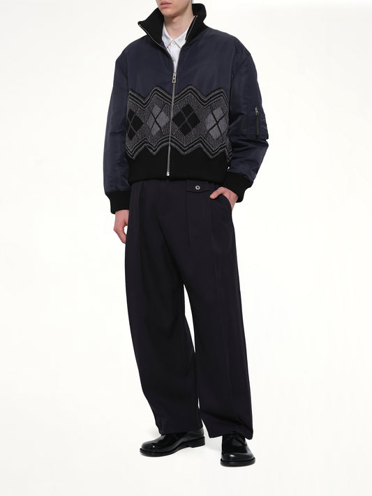 Argyle Bomber Jacket in Dark Navy