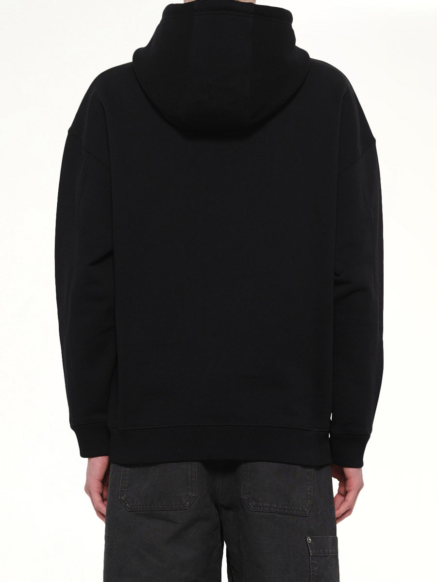 Leather Tassle Hoodie in Black