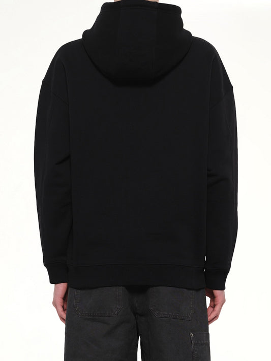 Leather Tassle Hoodie in Black