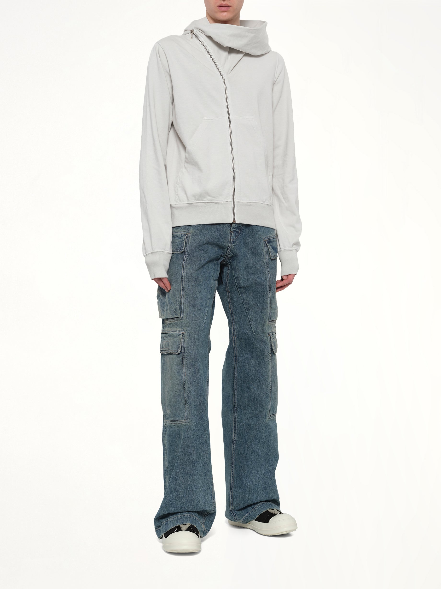RICK OWENS DRKSHDW Mountain Hoodie in Milk Wash Full Reference from MARAIS