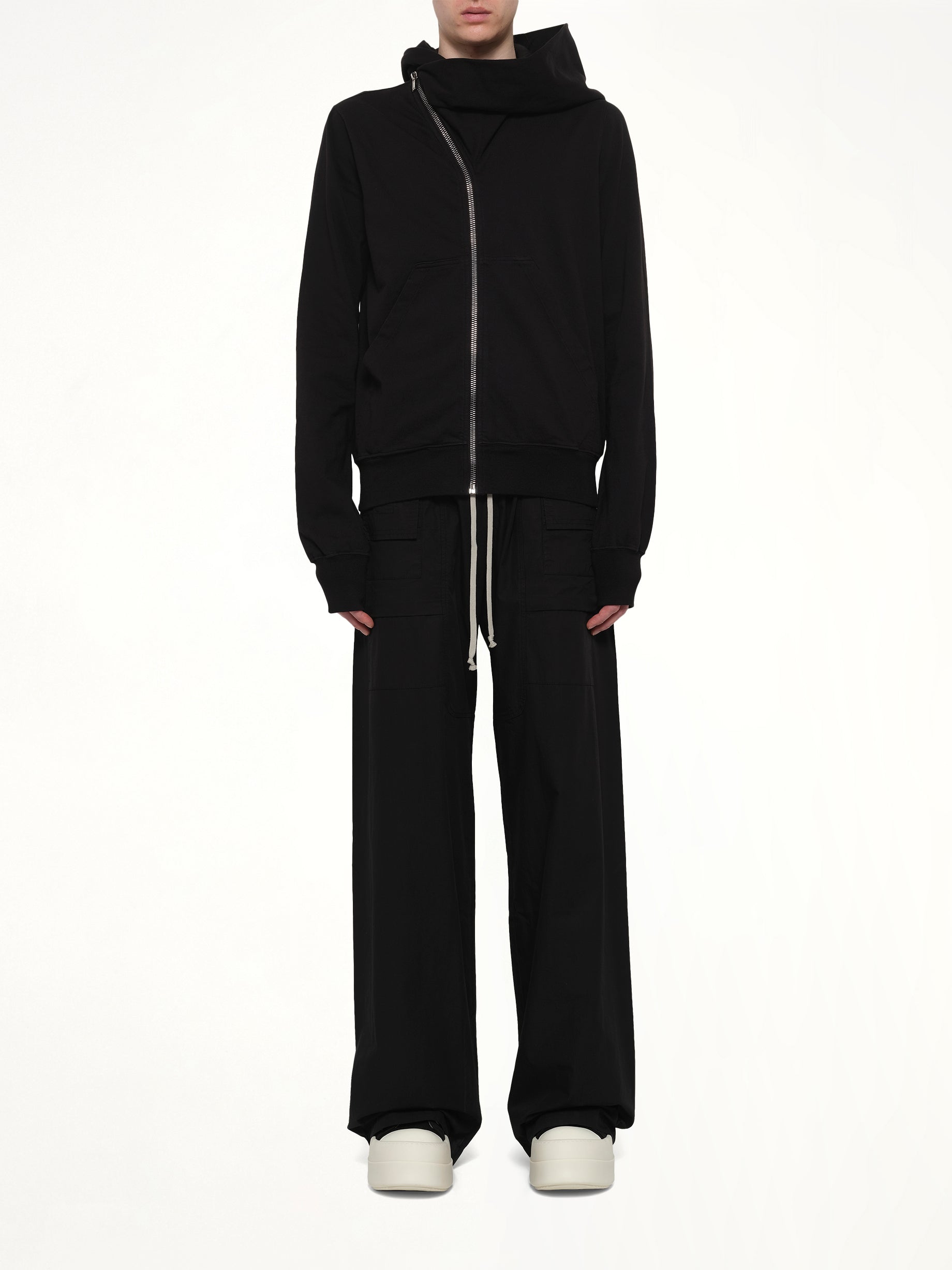 RICK OWENS DRKSHDW Mountain Hoodie in Black Model View from MARAIS