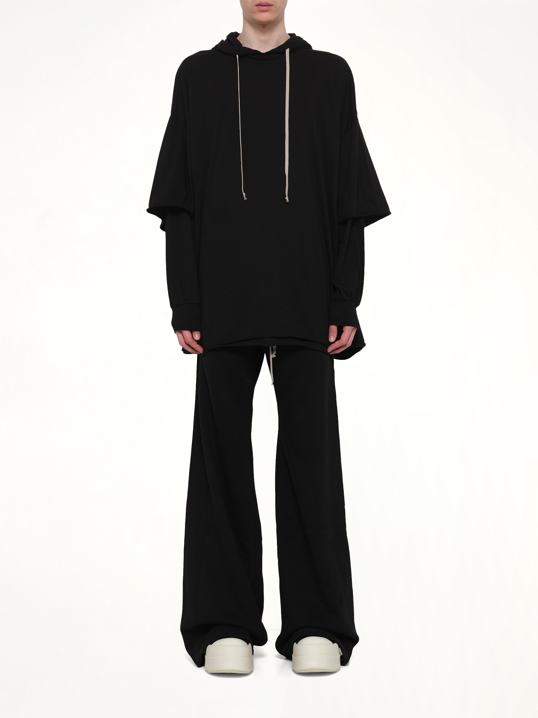 RICK OWENS DRKSHDW Tommy Hustler Hoodie in Black Model View from MARAIS