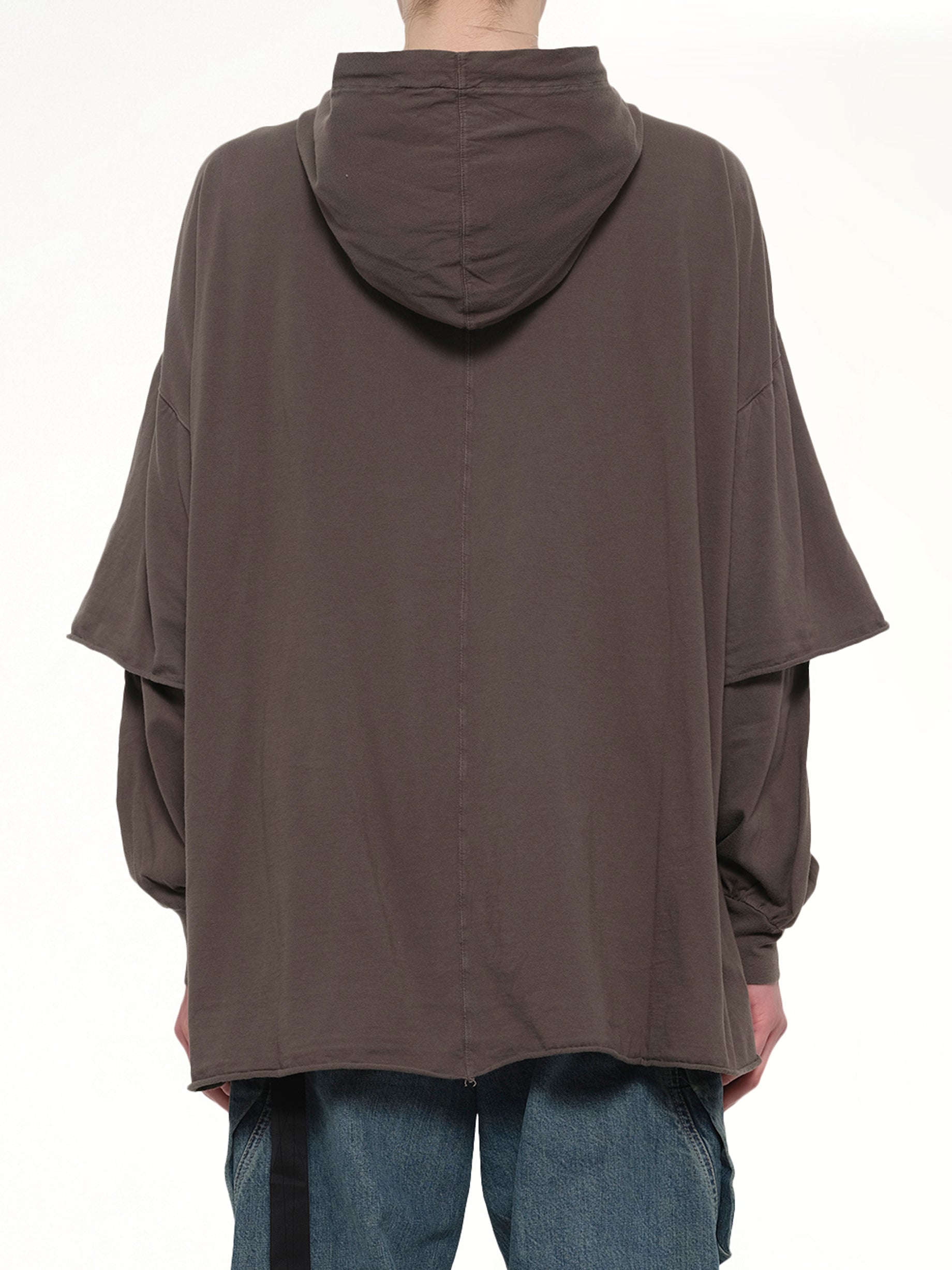 RICK OWENS DRKSHDW Tommy Hustler Hoodie in Dust Back View from MARAIS