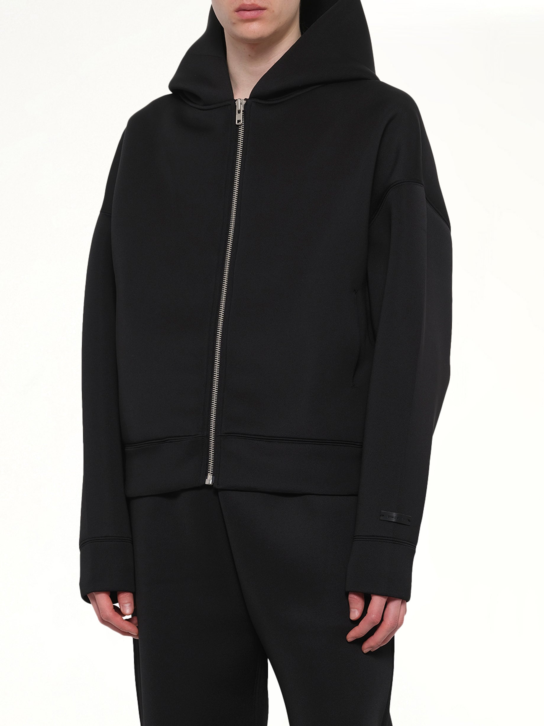 ENTIRE STUDIOS Scuba Zip Hood in Black Detail Shot from MARAIS