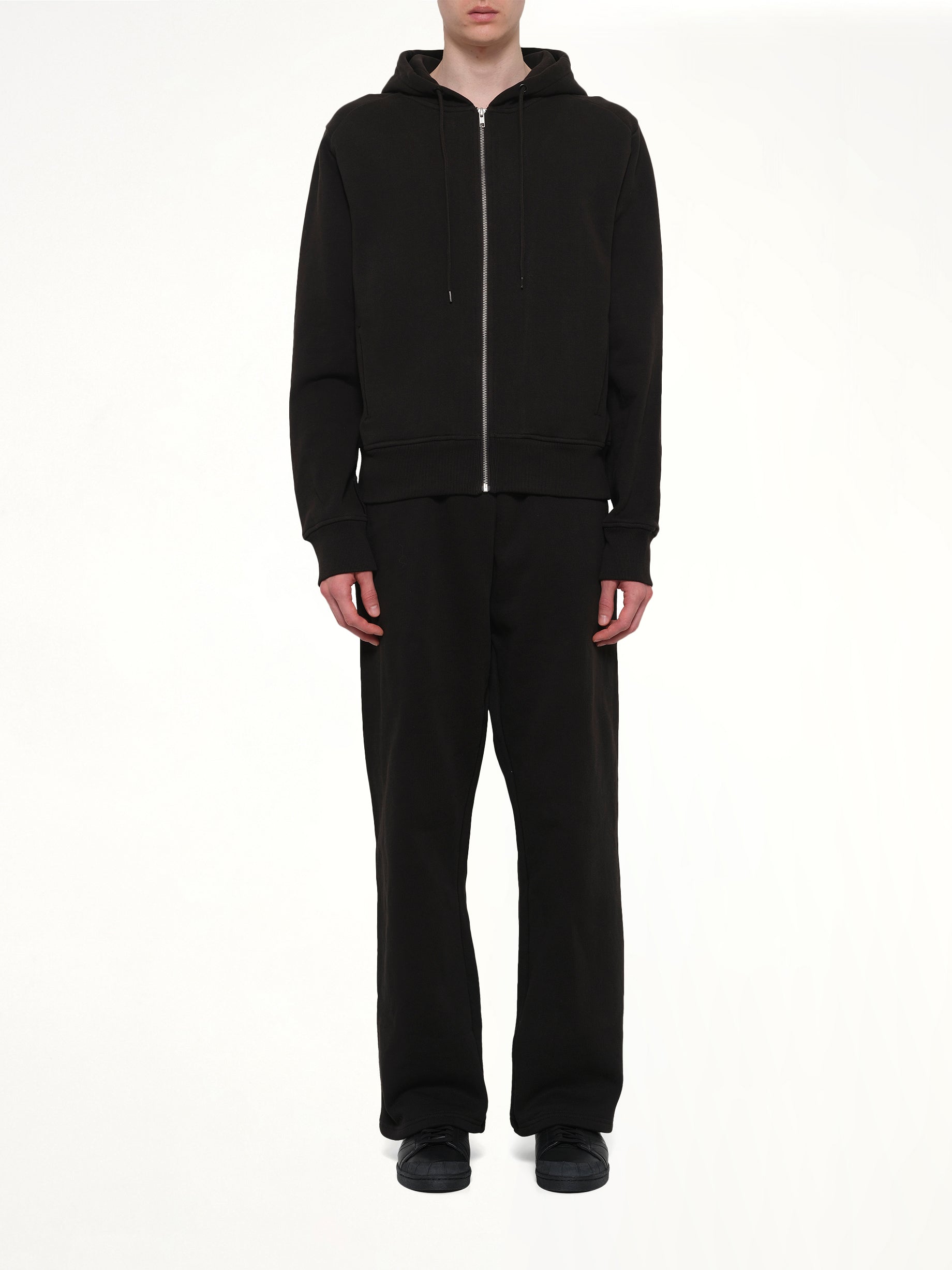 ENTIRE STUDIOS Slim Zip Up in Black Model View from MARAIS