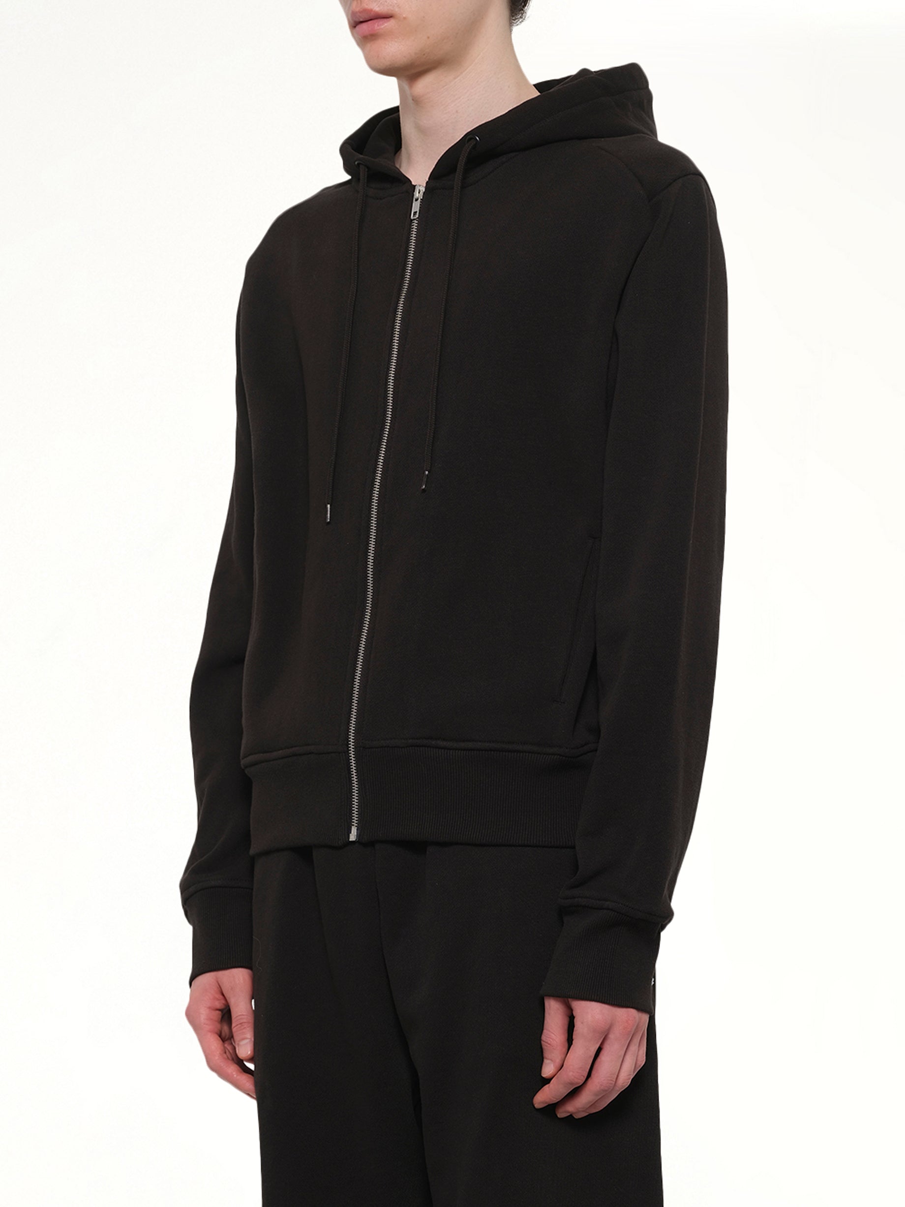 ENTIRE STUDIOS Slim Zip Up in Black Side View from MARAIS