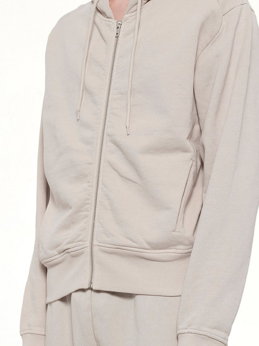 Slim Zip Up in Off White