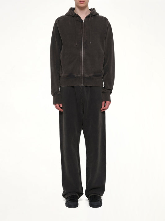 Slim Zip Up in Washed Black