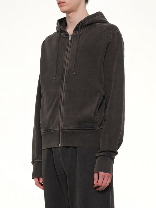 Slim Zip Up in Washed Black