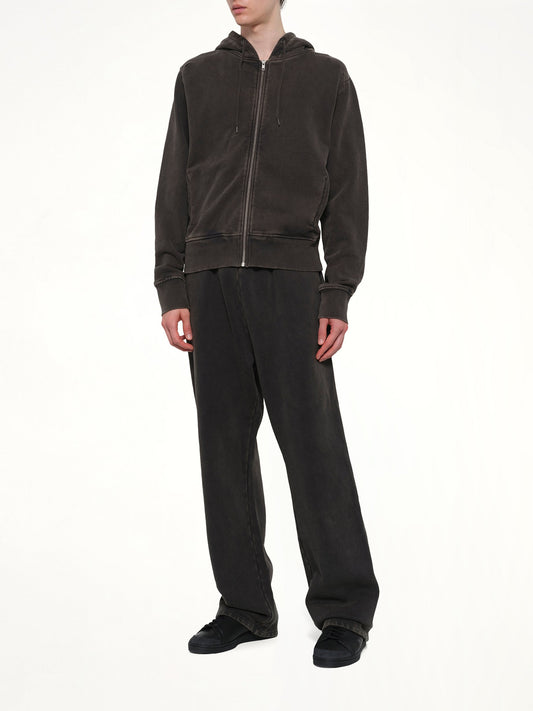 Slim Zip Up in Washed Black