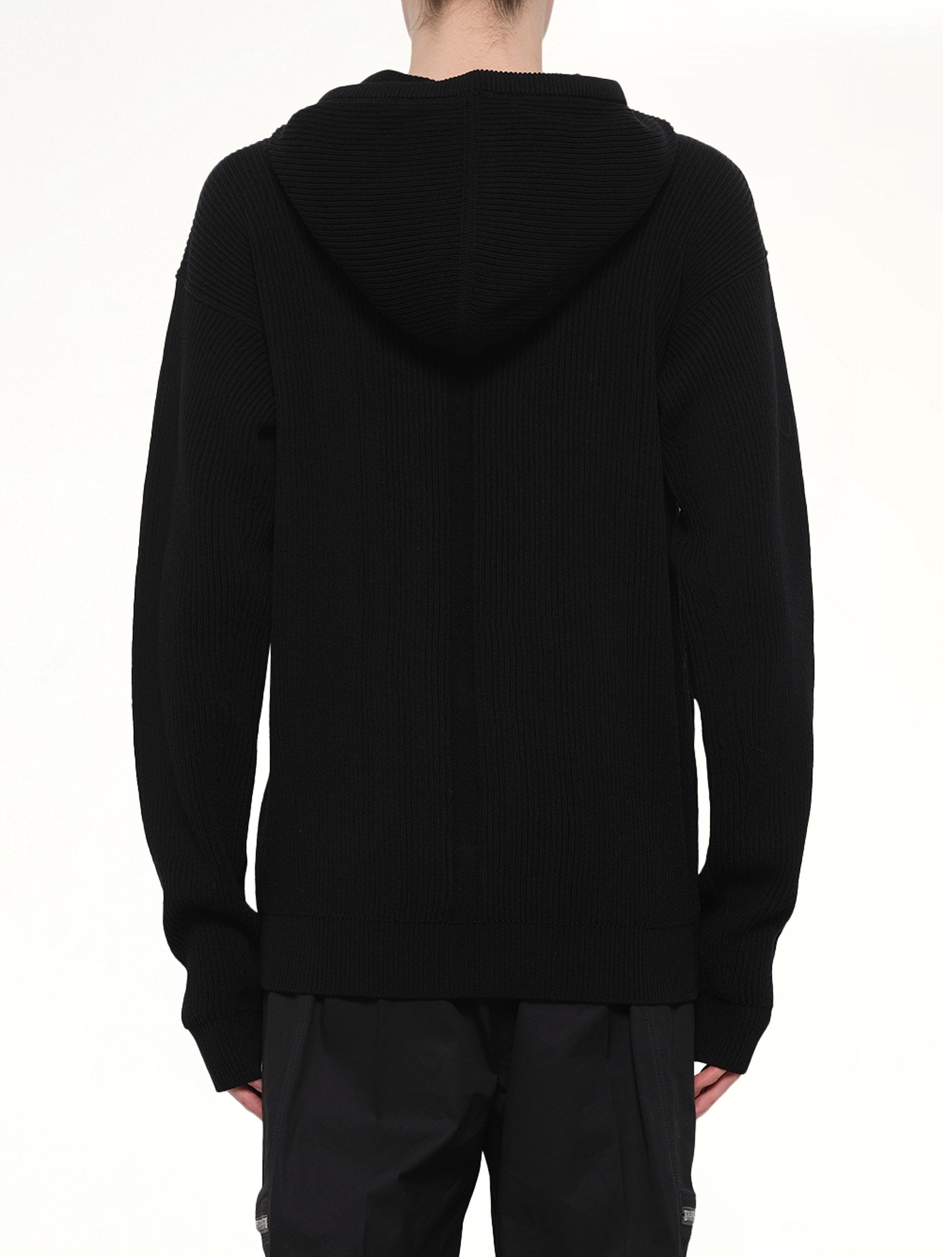 RICK OWENS Zipped Hoodie in Black Back View from MARAIS