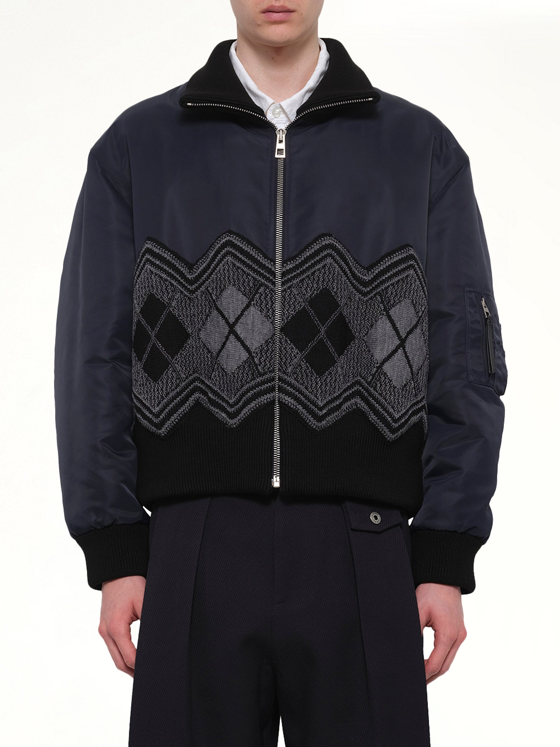 Argyle Bomber Jacket in Dark Navy