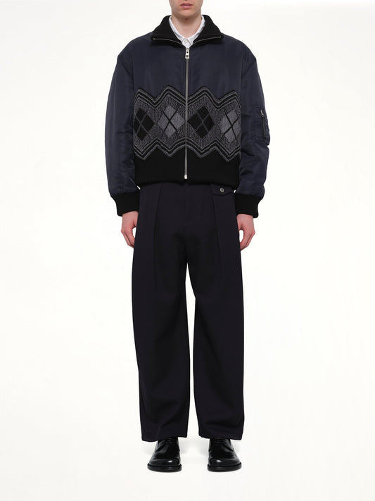 Argyle Bomber Jacket in Dark Navy