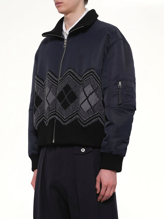 Argyle Bomber Jacket in Dark Navy