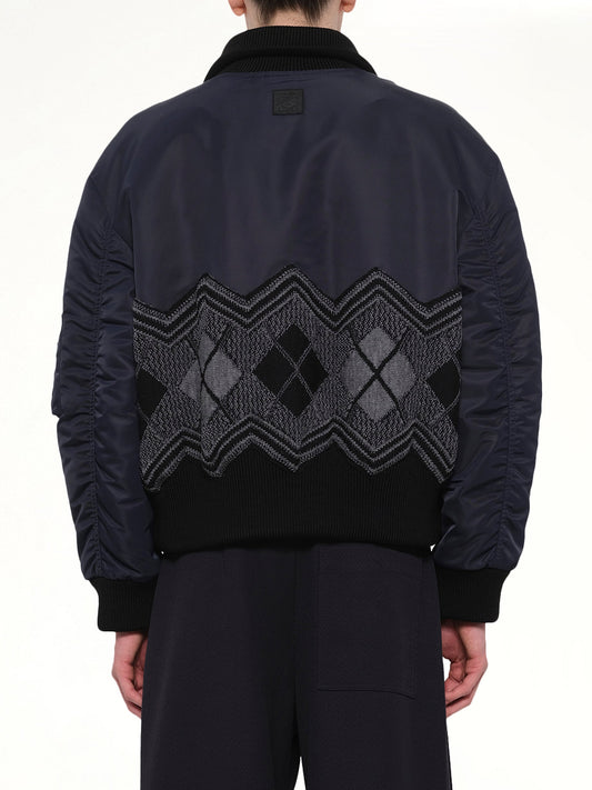 Argyle Bomber Jacket in Dark Navy