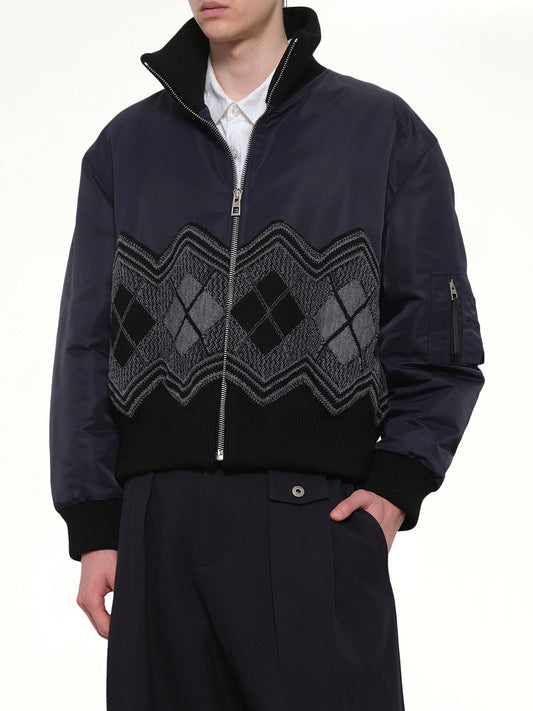 Argyle Bomber Jacket in Dark Navy