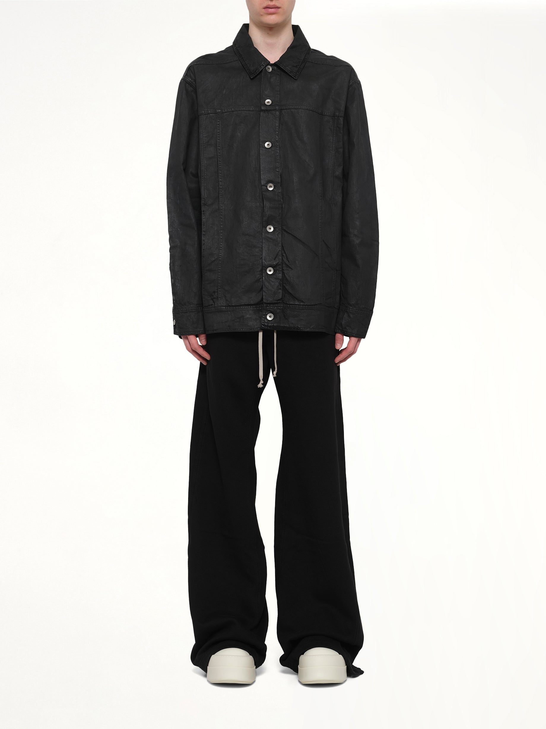 RICK OWENS DRKSHDW Jumbo Worker Jacket in Black Detail Shot from MARAIS
