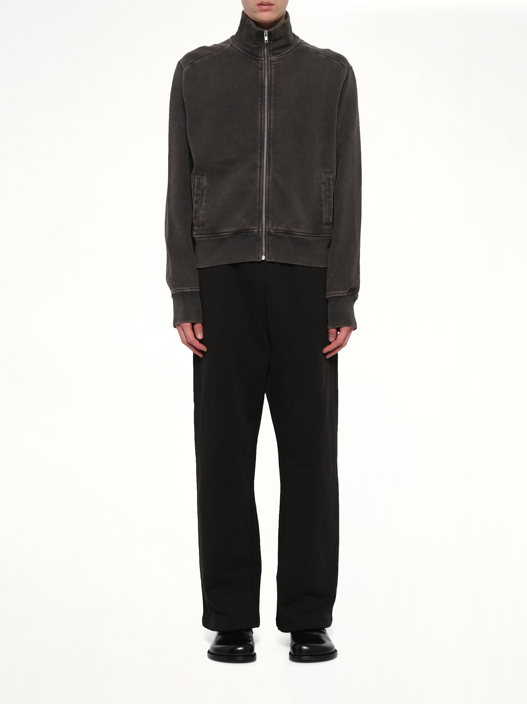 ENTIRE STUDIOS Standard Track Jacket in Washed Black Model View from MARAIS