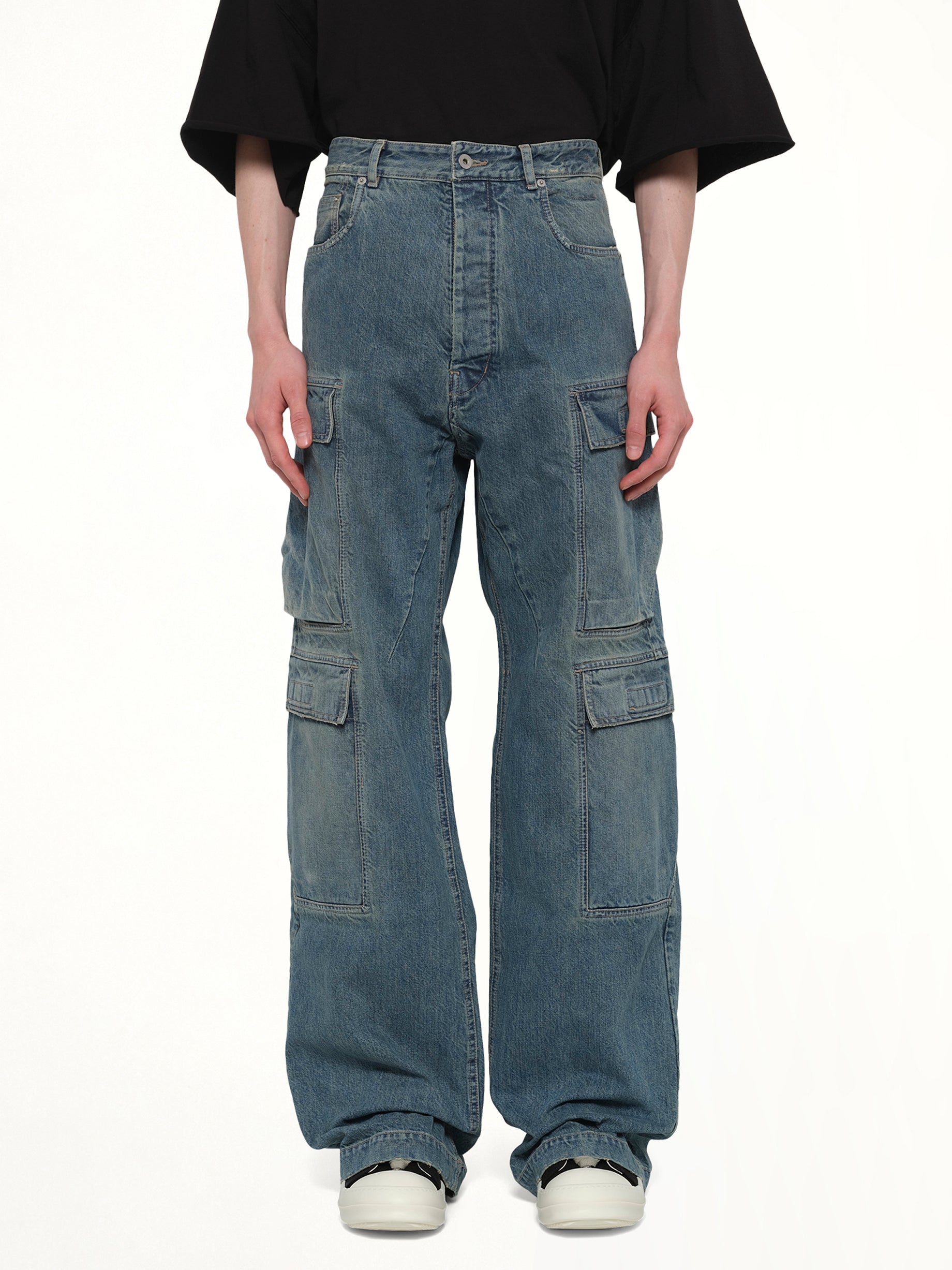 Double Cargo Jeans in Washed Indigo