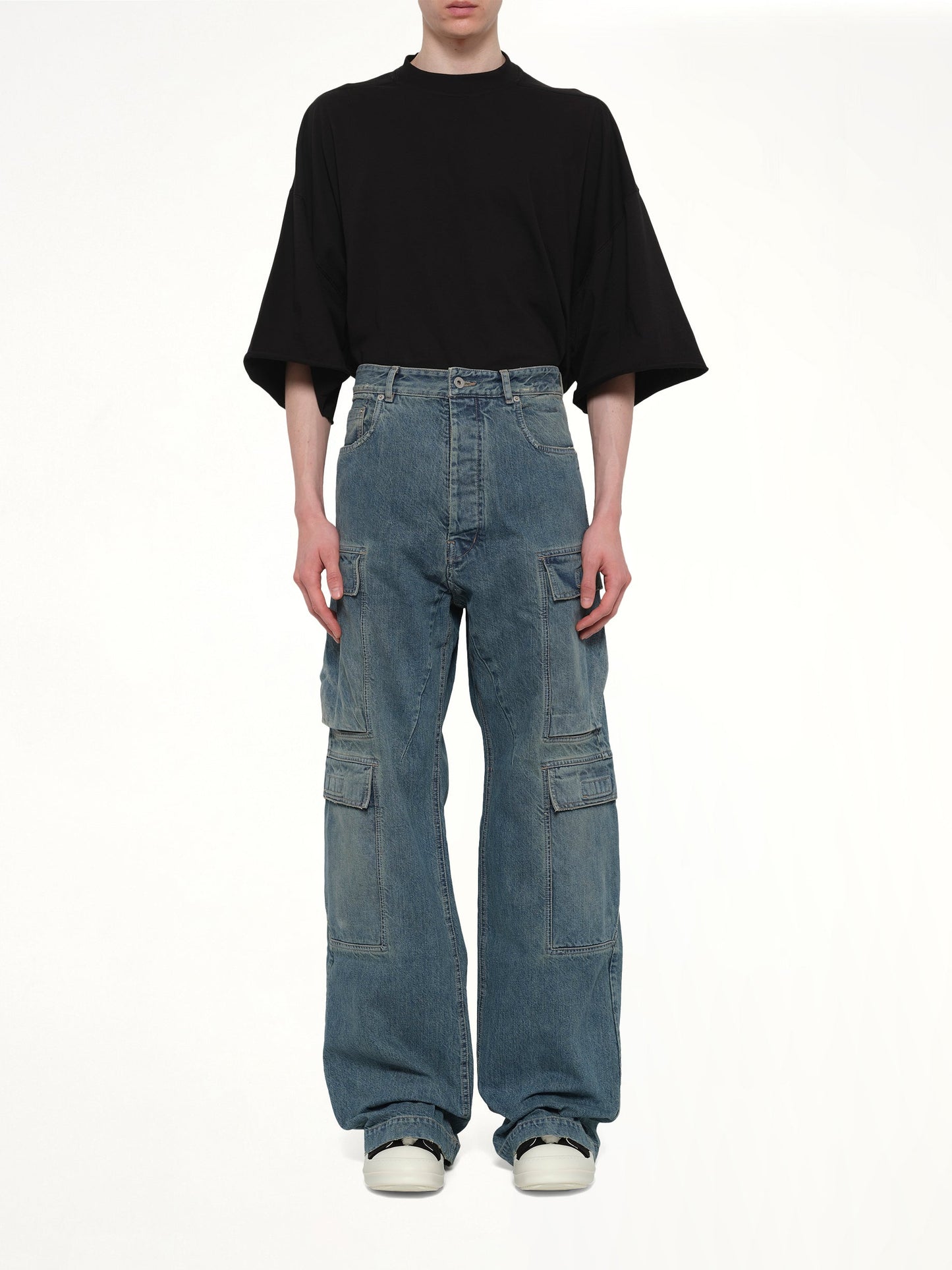 Double Cargo Jeans in Washed Indigo