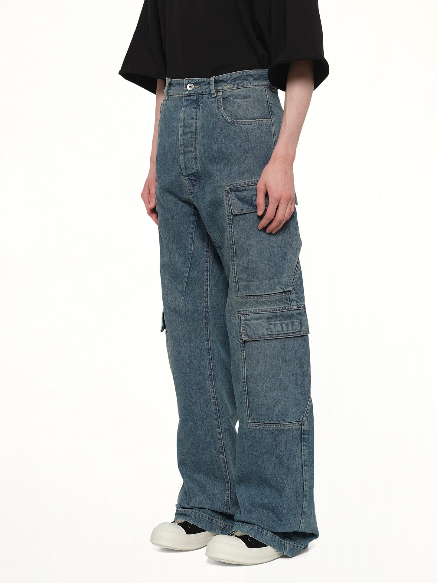 Double Cargo Jeans in Washed Indigo