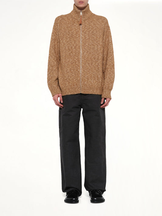 Zip-Up Cardigan in Beige