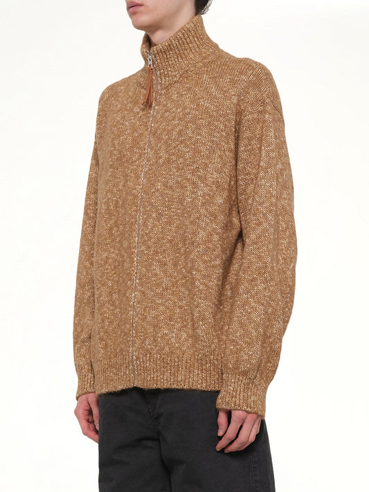 Zip-Up Cardigan in Beige