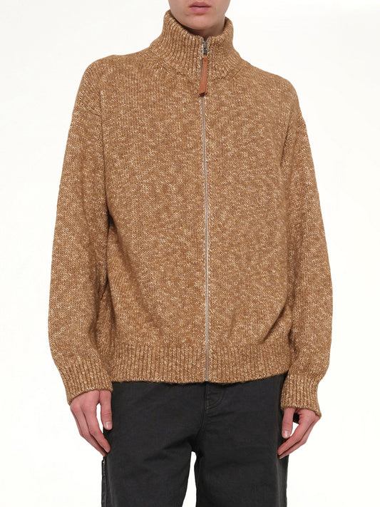 Zip-Up Cardigan in Beige