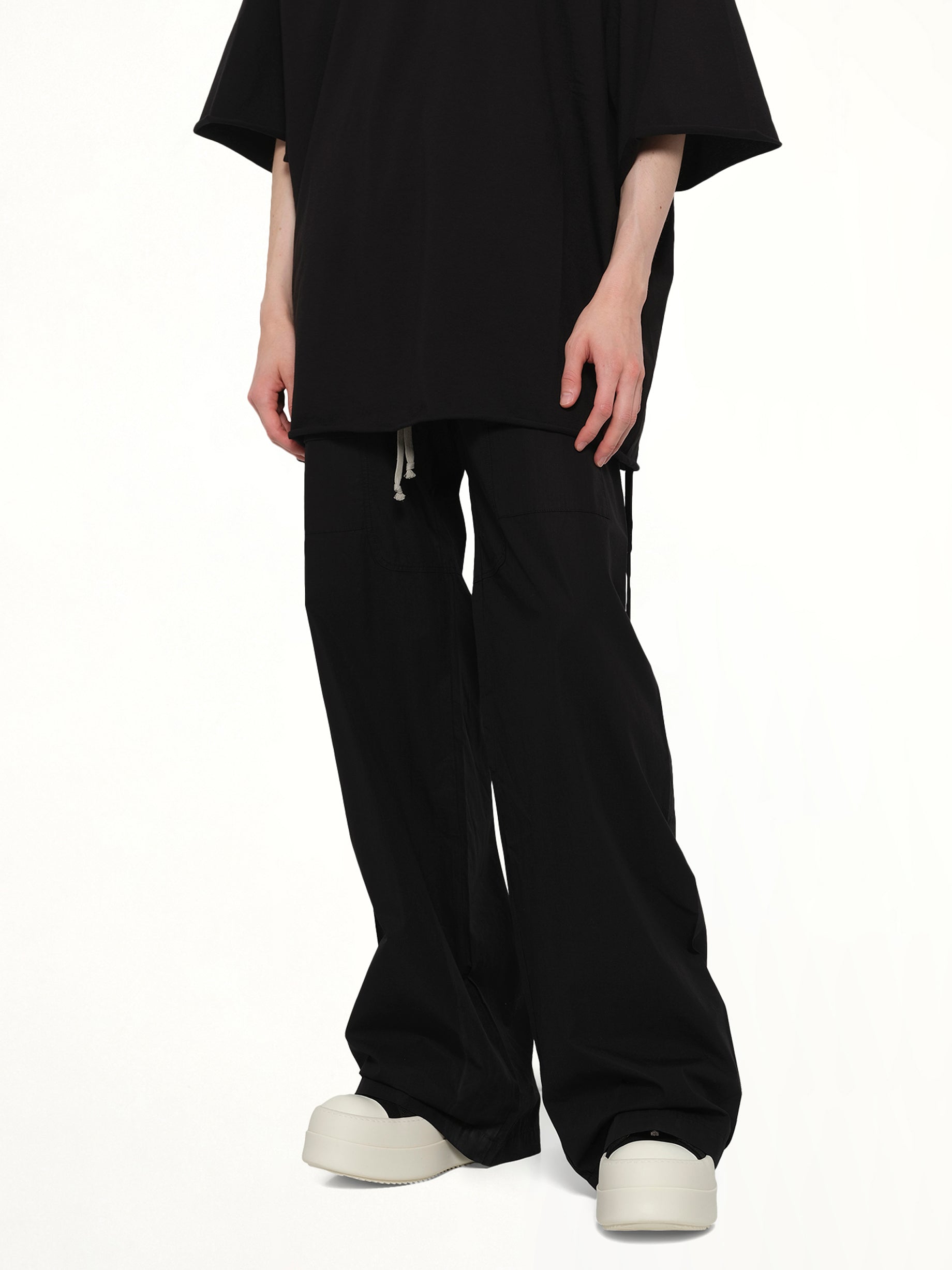 RICK OWENS DRKSHDW Creatch Wide Cargo Drawstring in Black Detail Shot from MARAIS