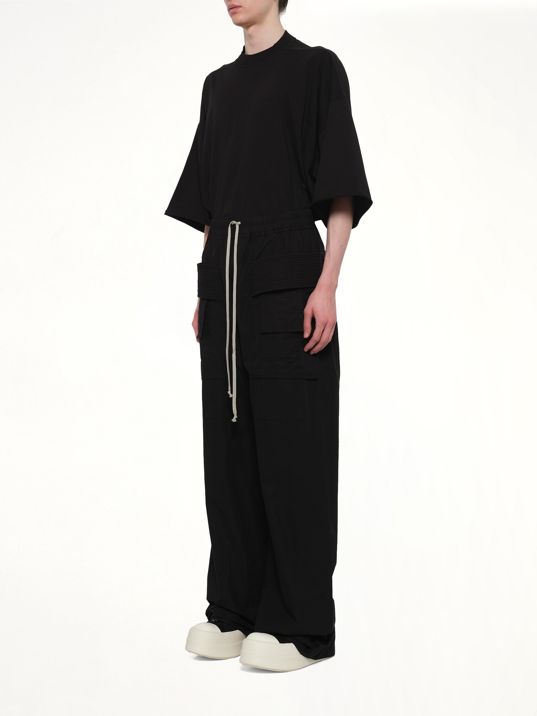 RICK OWENS DRKSHDW Creatch Wide Cargo Drawstring in Black Full Reference from MARAIS
