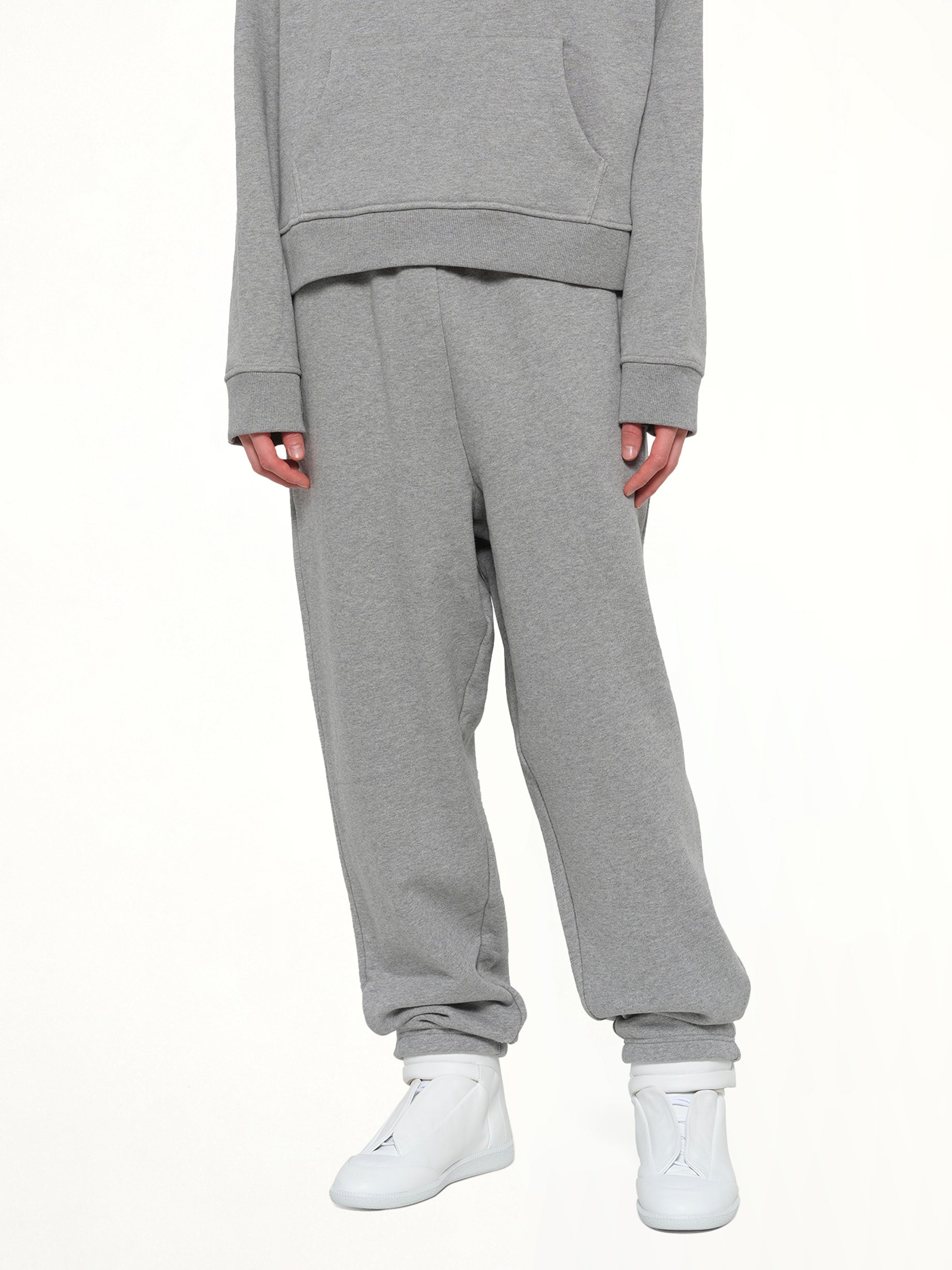 ENTIRE STUDIOS Standard Sweatpants in Grey Marle Detail Shot from MARAIS