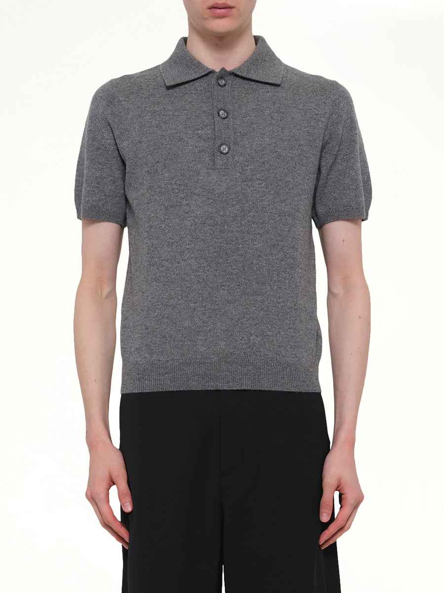 Short Sleeve Knit Polo in Concrete