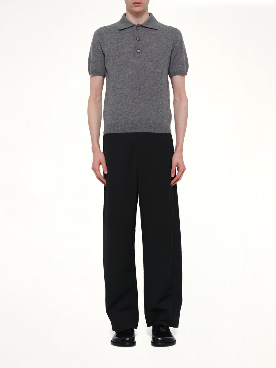 Short Sleeve Knit Polo in Concrete