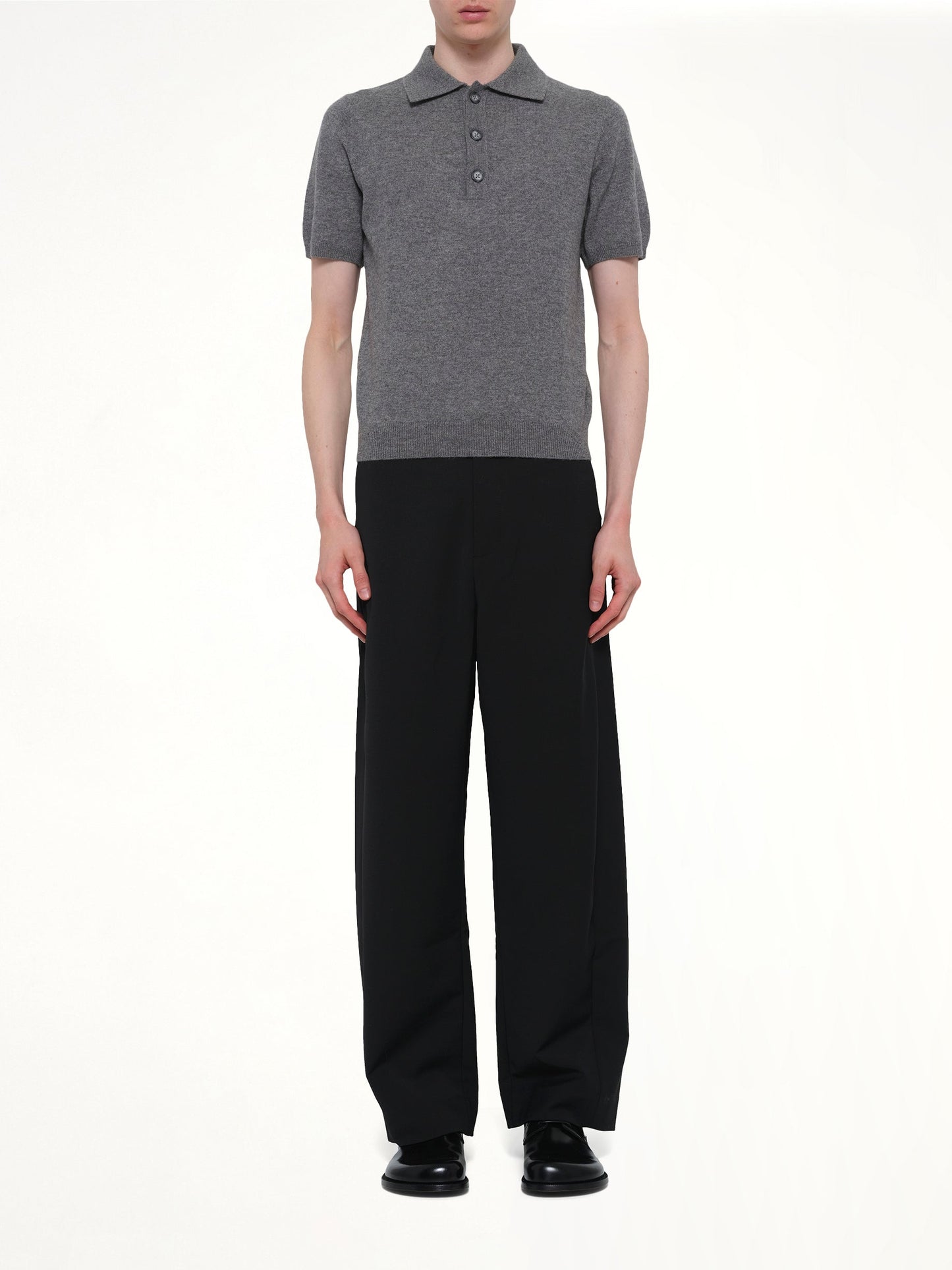 Short Sleeve Knit Polo in Concrete