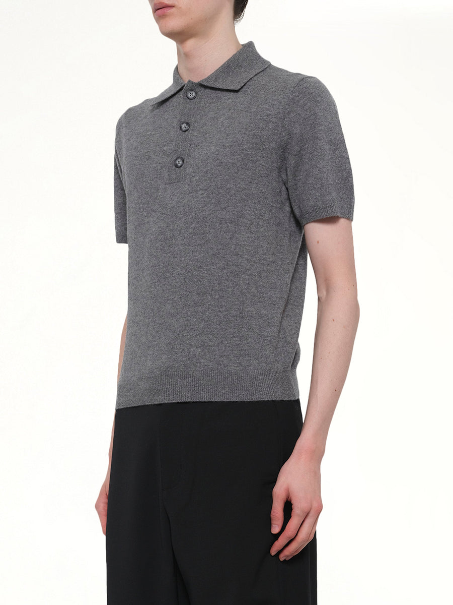 Short Sleeve Knit Polo in Concrete