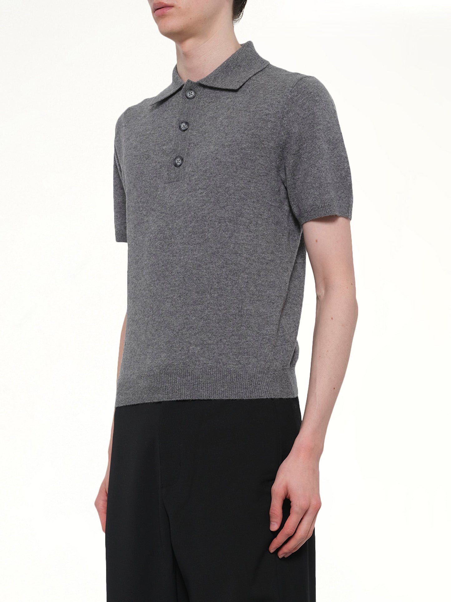 Short Sleeve Knit Polo in Concrete