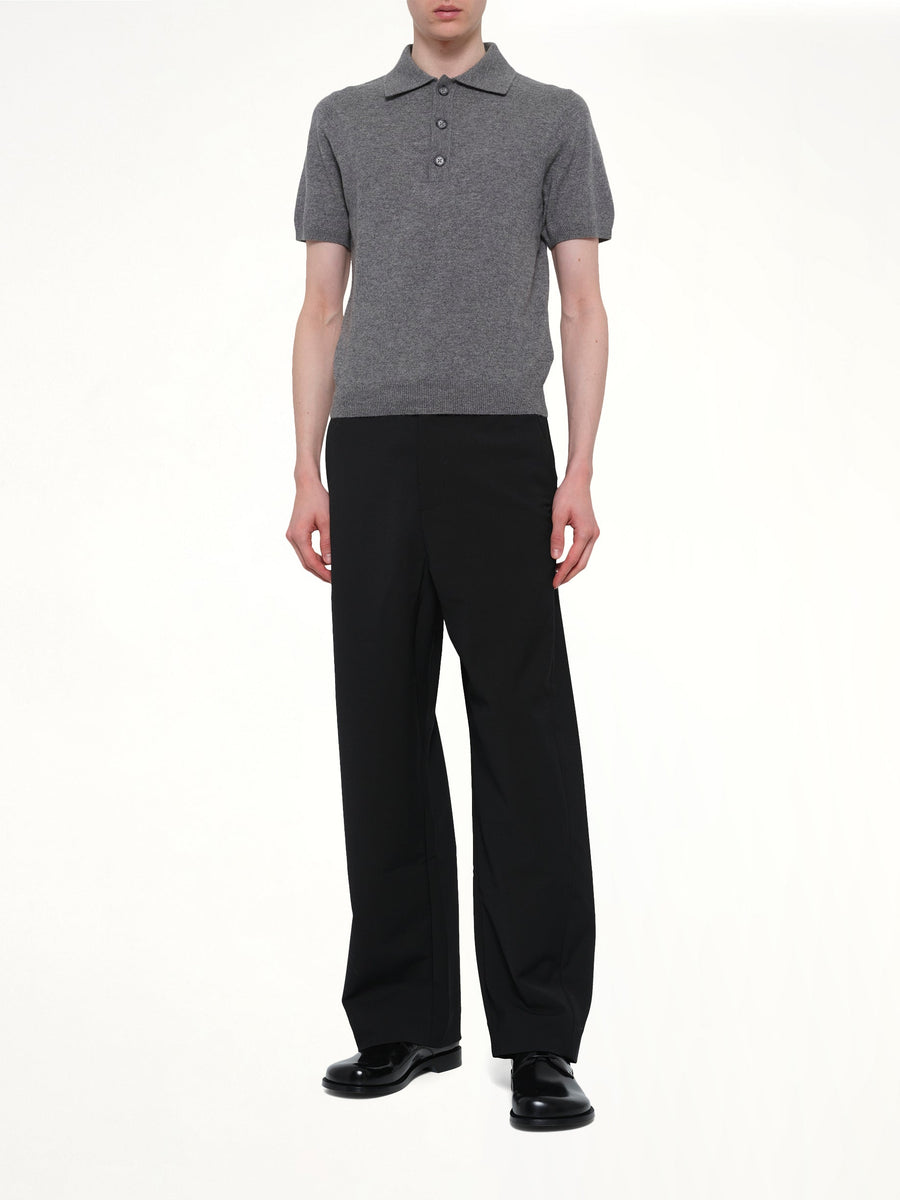 Short Sleeve Knit Polo in Concrete
