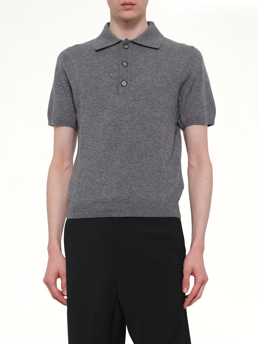 Short Sleeve Knit Polo in Concrete