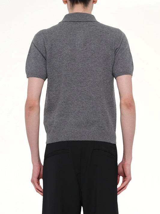 Short Sleeve Knit Polo in Concrete