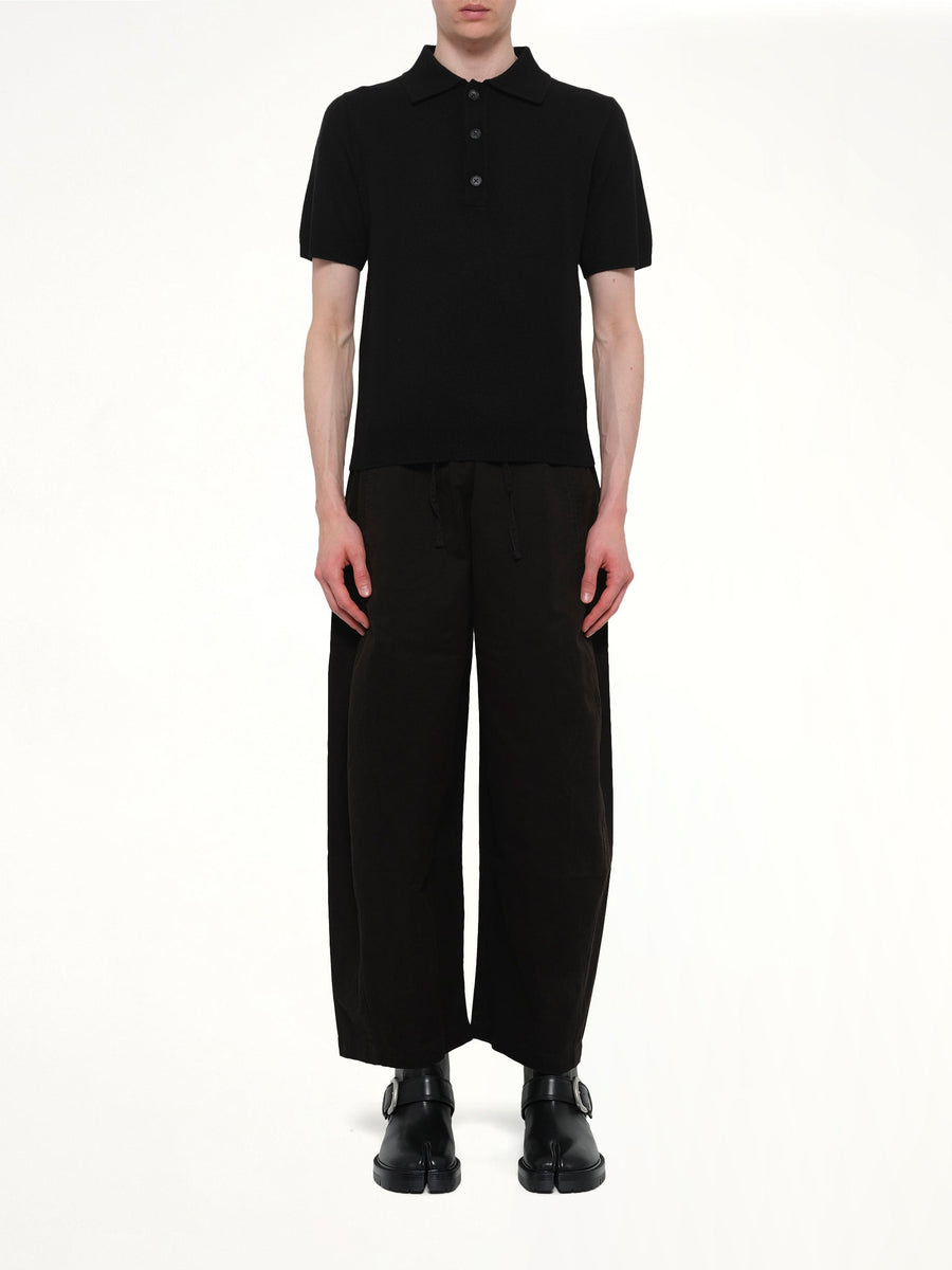 Short Sleeve Knit Polo in Black