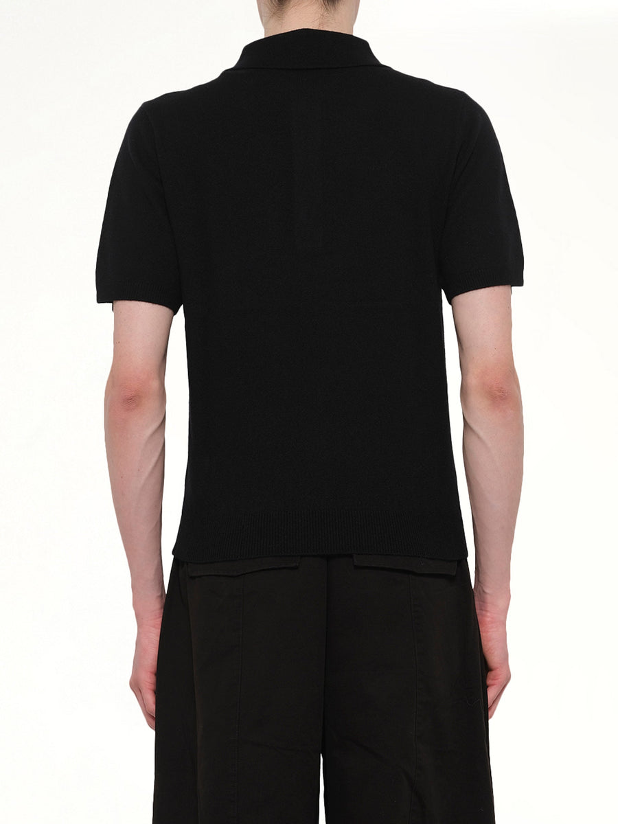 Short Sleeve Knit Polo in Black